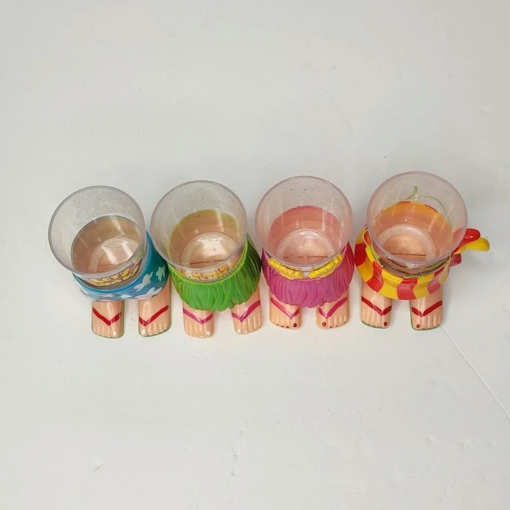Aloha Hawaiian Hula Girl and Board‎ Shorts Plastic Shot Glasses His and Hers Set